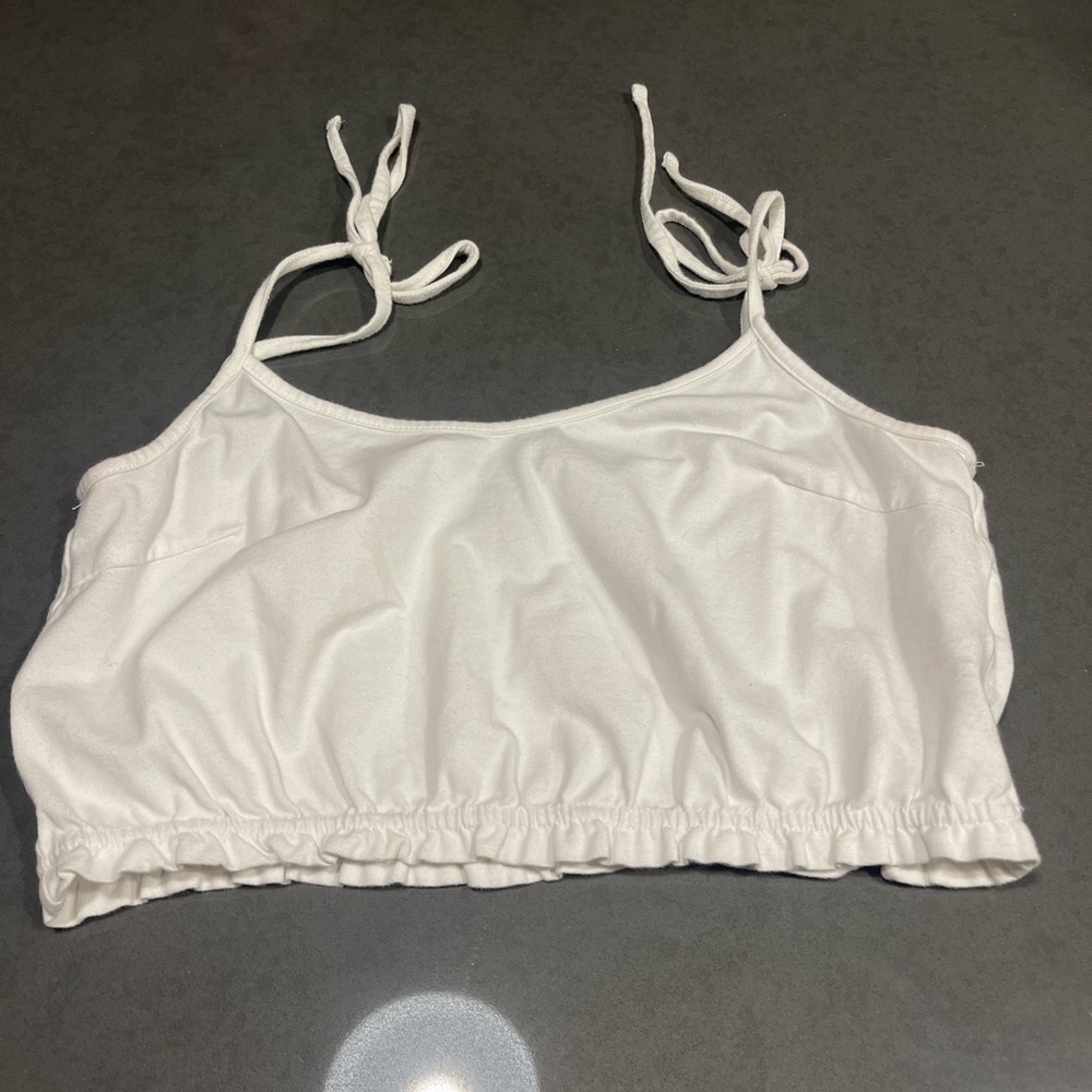 Forever 21 White Tie-Strap Tank Top
